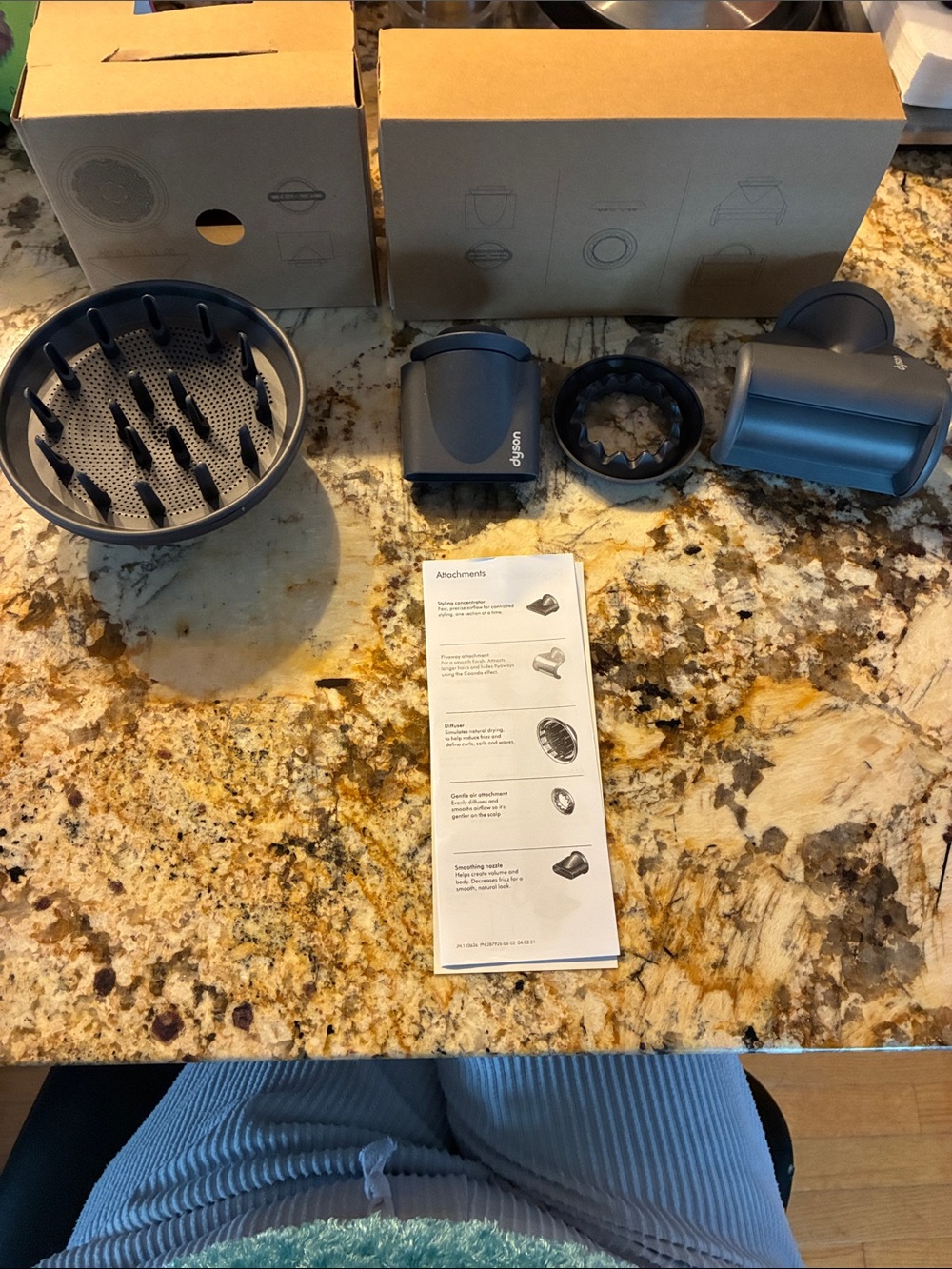 Dyson Slate Gray Hair Dryer Attachment Set with Diffuser & Nozzle